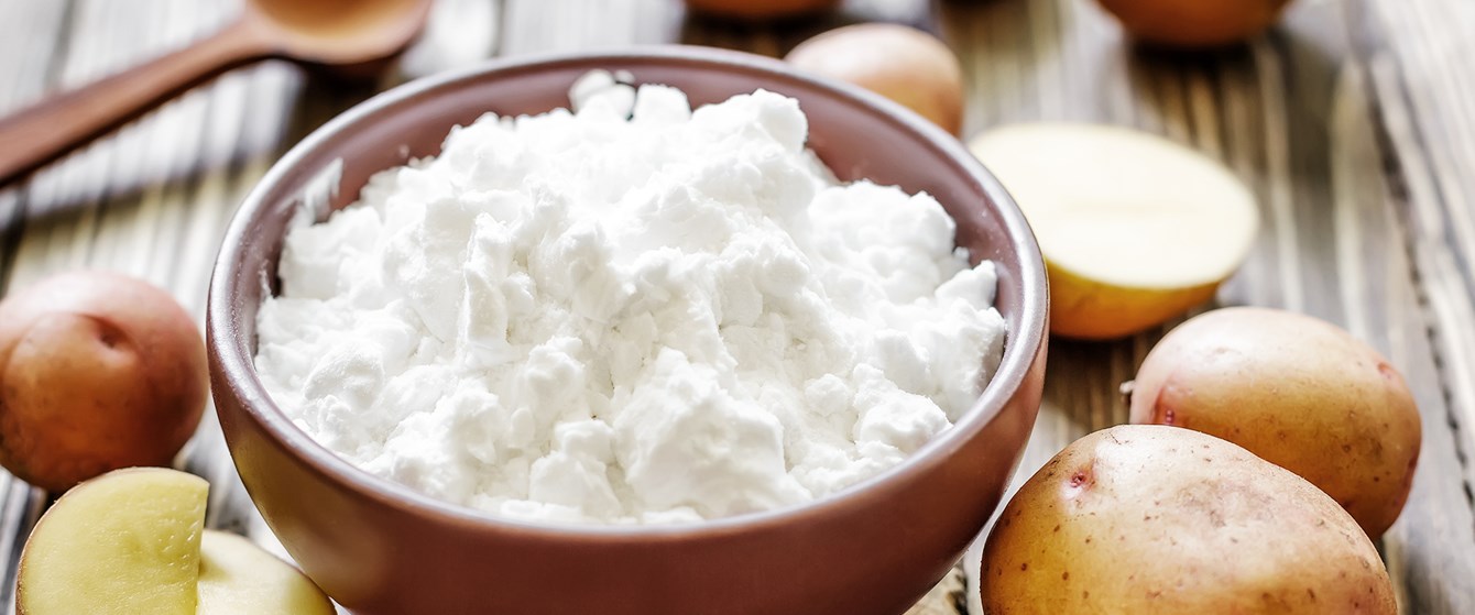 potatoes and starch in a bowl